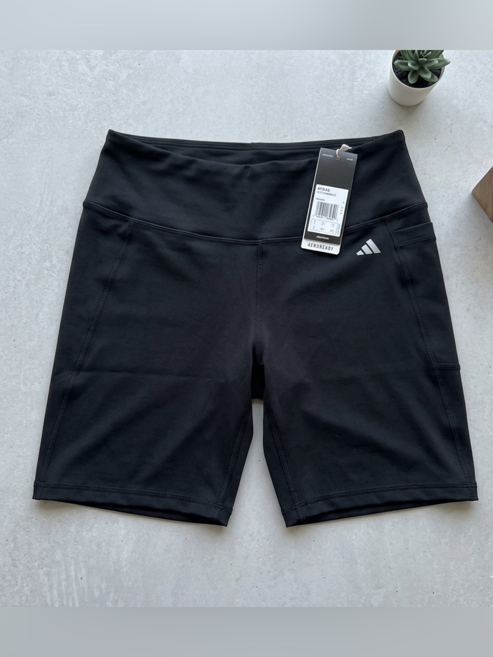 adidas Black High-Waist Bike Shorts with Logo